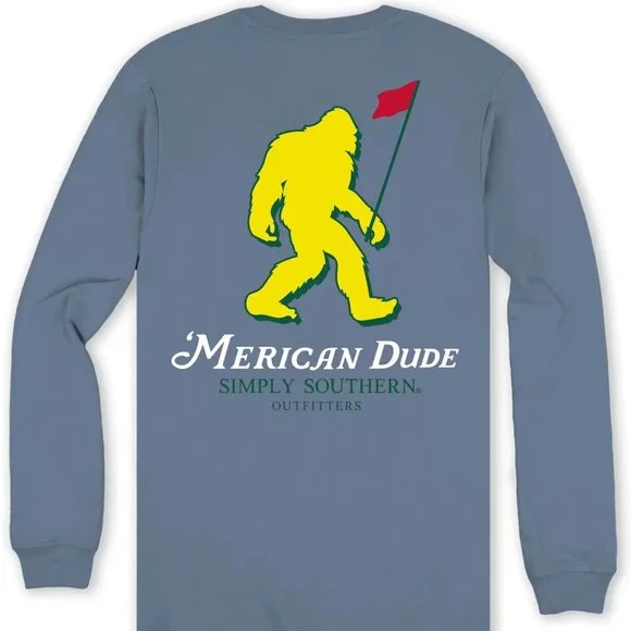 Sasquatch Golf Flag Simply Southern Long Sleeve Shirt Unisex - Picture 2 of 3
